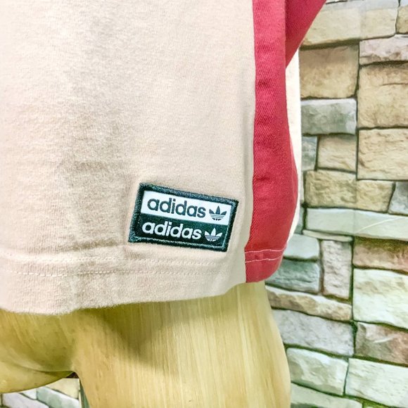 ADIDAS Originals Contrast Panel Oversized 'Boxy' Cropped Logo Print Tee - Size S - Picture 4 of 6